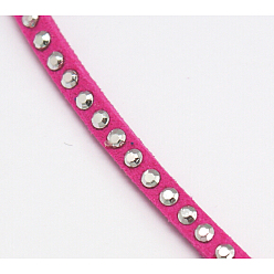 Rosa Oscura Remache faux suede cord, encaje de imitación de gamuza, con aluminio, de color rosa oscuro, 3x2 mm, sobre 20 yardas / rodillo