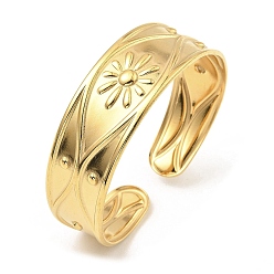 Золотой 304 из нержавеющей стали манжеты браслеты, цветок, золотые, внутренний диаметр: 2 дюйм (5.2 см)