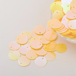 Yellow Ornament Accessories Plastic Paillette/Sequins Charms, Flat Round, Yellow, 12~13x0.1mm, Hole: 1.4mm