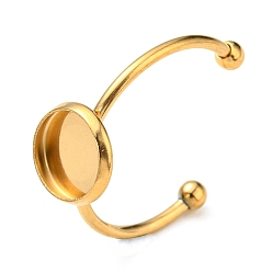Золотой Ионное покрытие (ip) 304 открытые кольца манжеты из нержавеющей стали, настройка кольца безеля с 201 поддоном из нержавеющей стали, плоско-круглые, золотые, внутренний диаметр: 18 мм, лоток : 8 мм