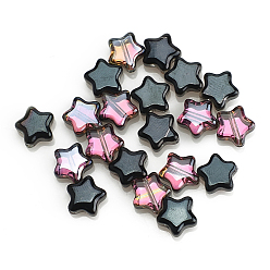 Black Electroplate Glass Beads, Half Gummetal Plated, Star, Black, 8x4mm, Hole: 1mm