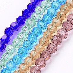 Couleur Mélangete Brins de perles rondes en verre à facettes, couleur mixte, 32mm, Trou: 4mm, Environ 1 pcs/chapelet, 88~90 cm