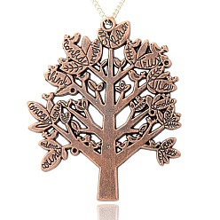 Red Copper Alloy Large Pendants, Tree of Life, Nickel Free, Red Copper, 70x57x2mm, Hole: 2mm