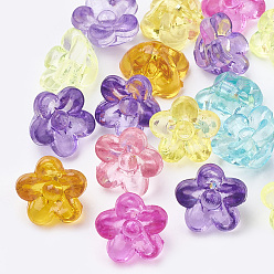 Mixed Color Transparent Acrylic Beads, Flower, Mixed Color, 10x10.5x7mm, Hole: 1.5mm, about 1930pcs/500g