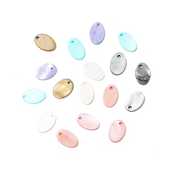 Color mezclado Encantos naturales de conchas de agua dulce, teñido, Plano Oval, color mezclado, 14x9.5x1.5 mm, agujero: 1.2 mm