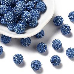 Saphir Clair  Perles de boule pave disco , Perles de strass d'argile polymère , ronde, saphir clair, pp 13 (1.9~2 mm), 6 rangées de strass, 10 mm, Trou: 1.5mm