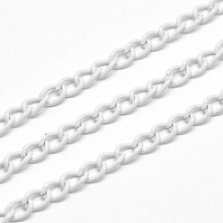White Electroplate Iron Curb Chains, Unwelded, with Spool, Lead Free & Nickel Free, White, 5x3x1mm, about 164.04 Feet(50m)/roll