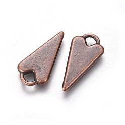 Red Copper Tibetan Style Alloy Pendants, Heart, Lead Free and Cadmium Free, Red Copper, 22x11x3mm, Hole: 3mm