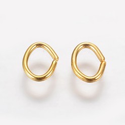 Real 18K Gold Plated Iron Jump Rings, Open Jump Rings, Real 14K Gold Plated, 21 Gauge, 5.5x4.3x0.7mm, about 12000pcs/500g