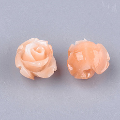 Light Salmon Synthetic Coral Beads, Dyed, Flower, Light Salmon, 10x10.5x8mm, Hole: 1mm