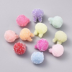 Mixed Color Bunny Resin Beads, with Crystal Rhinestone, Imitation Candy Food Style, No Hole/Undrilled, Rabbit Head, Mixed Color, 21~21.5x18~19x17~17.5mm