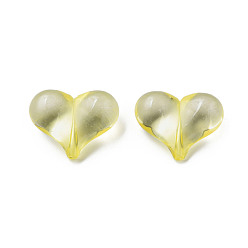 Jaune Perles acryliques transparentes, cœur, jaune, 17.5x22x10mm, Trou: 1.4mm, environ260 pcs / 500 g