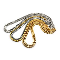 Mixed Color Fashionable 304 Stainless Steel Cuban Link Chain Necklaces, with Lobster Claw Clasps, Faceted, Mixed Color, 23 inch~25 inch(58.4~63.5cm)x14mm