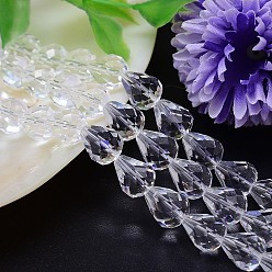 Clear Faceted Teardrop Imitation Austrian Crystal Bead Strands, Grade AAA, Clear, 10x8mm, Hole: 0.9~1mm, about 40pcs/strand, 15.7 inch