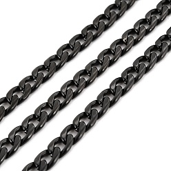 Electrophoresis Black Vacuum Plating 304 Stainless Steel Cuban Link Chains, Unwelded, with Spool, Electrophoresis Black, 7x5x1.5mm, about 32.81 Feet(10m)/Roll