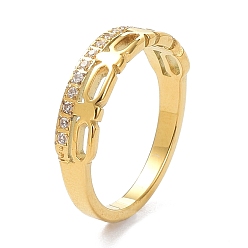 Golden Ion Plating(IP) 304 Stainless Steel Finger Rings, with Crystal Rhinestone, Golden, US Size 6~9(16.5~18.9mm)