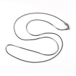 Stainless Steel Color 304 Stainless Steel Square Snake Chains Necklaces, with Lobster Clasps, Stainless Steel Color, 29.33 inch(74.5cm)