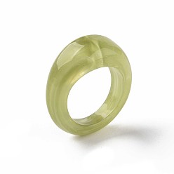 Yellow Green Transparent Resin Finger Rings, Imitation Gemstone Style, Yellow Green, US Size 7 1/4(17.7mm)