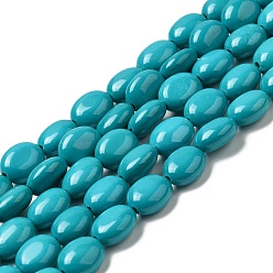 Turquoise Chapelets de perles howlite naturelles , teint, forme de l'oeuf, turquoise, 9.5~10.5x7.5~8.5x5~5.5mm, Trou: 1.2mm, Environ 41~42 pcs/chapelet, 15.59~16.26'' (39.6~41.3 cm)