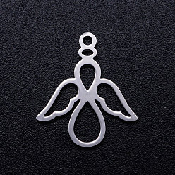 Stainless Steel Color 201 Stainless Steel Pendants, Angel, Stainless Steel Color, 18x16x1mm, Hole: 1.4mm