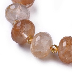 Quartz Ferrugineux Brins de perles de quartz hématoïde jaune naturel, quartz ferrugineux, facette, rondelle, 17.5~18x12.5~13mm, Trou: 1mm, Environ 22 pcs/chapelet, 14.9~15.3 pouce (38~39 cm)