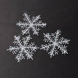 Белый Подвесные украшения из пвх, с плетением из хлопковых нитей, для елочных игрушек, снежинка, белые, 130x115x1 мм, отверстие : 3 мм, 3 шт / пакет