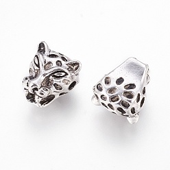 Antique Silver Tibetan Style Alloy Beads, Leopard, Antique Silver, 12x10.5x7mm, Hole: 1.8mm
