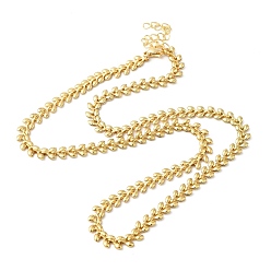 Chapado en Oro Real de 24K Collares de cadena de mazorcas de latón para mujer., real 24 k chapado en oro, 17.52 pulgada (44.5 cm)