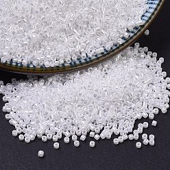 (DB0201) Ceilán perlado blanco Cuentas de miyuki delica, cilindro, granos de la semilla japonés, 11/0, (db 0201) ceilán perla blanca, 1.3x1.6 mm, agujero: 0.8 mm, sobre 2000 unidades / botella, 10 g / botella