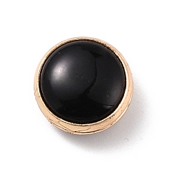 Black Anti-Exposure Magnetic Suction Traceless Brooch for Clothes, Alloy with Cat Eye Beads, Golden, Black, 75x75x0.5mm