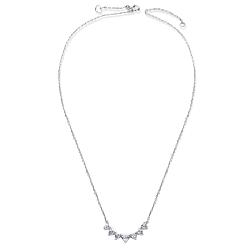 Прозрачный Tinysand 925 ожерелья принцессы в форме короны из стерлингового серебра с фианитом, прозрачные, 17.44 дюйм