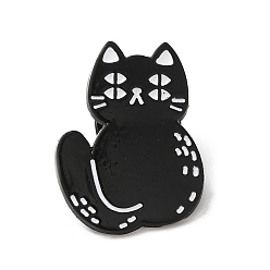 Black Sitting Cat Enamel Pins, Alloy Brooch for Backpack Clothes, Black, 26x19x1.5mm