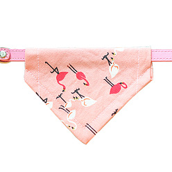 Flamingo Shape Cotton Pet's Bandanas, Dog Cat Collar Bibs, Triangle, Flamingo Pattern, 200~260mm
