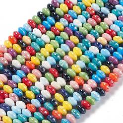Couleur Mélangete Brins de perles de porcelaine nacrées, rondelle, couleur mixte, 12x6.5mm, Trou: 2.3mm, Environ 42 pcs/chapelet, 11.81'' (30 cm)