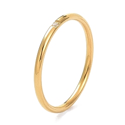 Oro Revestimiento iónico (ip) 304 anillos para los dedos de acero inoxidable, con diamantes de imitación de cristal, dorado, tamaño de EE. UU. 6~9 (16.5~18.9 mm)