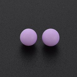 Medium Orchid Opaque Acrylic Beads, Frosted, No Hole, Round, Medium Orchid, 6mm, about 3900pcs/500g