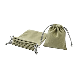 Светло-серый Прямоугольные бархатные упаковочные пакеты, шнурок сумки, для упаковки подарков, светло-серый, 10x8 см