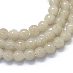 Tan Baking Painted Imitation Jade Glass Round Bead Strands, Tan, 4.5~5mm, Hole: 1mm, about 210pcs/strand, 31.4 inch