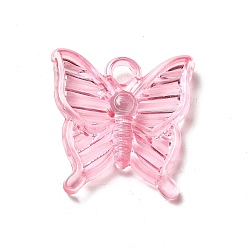 Pink Colgantes de acrílico transparentes, encanto de mariposa, rosa, 23.5x23x4 mm, agujero: 3 mm, Sobre 530 unidades / 500 g