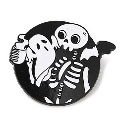 Ghost Broche de esmalte de aleación con tema de halloween, pin para ropa de mochila, cráneo, fantasma, 30.5x37x1.5 mm
