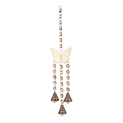 Champagne Gold Butterfly Hanging Crystal Chandelier Pendant, with Prisms Hanging Balls, for Home Window Lighting Decoration, Champagne Gold, 400mm