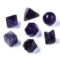 Amethyst Natural Amethyst Beads, No Hole/Undrilled, Chakra Style, for Wire Wrapped Pendant Making, 3D Shape, Round & Cube & Triangle & Merkaba Star & Bicone & Octagon & Polygon, 13.5~21x13.5~22x13.5~20mm