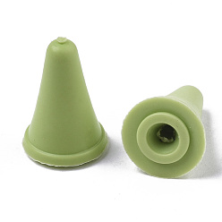 Amarillo de Verde Tapas de aguja de tejer herramientas de tejer diy plástico, tope para agujas de tejer, verde amarillo, 20x12 mm, agujero: 2 mm