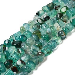 Light Sea Green Natural Agate Beads Strands, Nuggets, Tumbled Stone, Dyed & Heated, Light Sea Green, 5~11x5~12x5~11mm, Hole: 1~1.4mm, about 39~50pcs/strand, 14.17~14.96 inch(36~38cm)