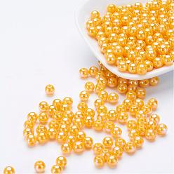 Or Perles acryliques de poly styrène respectueuses de l'environnement, de couleur plaquée ab , ronde, or, 8mm, trou: 1 mm, environ 2000 pcs / 500 g