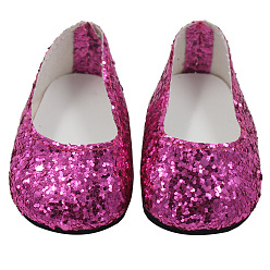 Fuchsia Glitter Cloth Doll Shoes, for 18 "American Girl Dolls Accessories, Fuchsia, 70x35x28mm