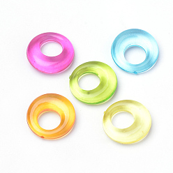 Mixed Color Transparent Acrylic Pendants, Donut, Mixed Color, 20x6mm, Hole: 9mm, about 375pcs/500g