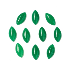 Verde Cabujones de jade natural de malasia, teñido, ojo de caballo de espalda plana, verde, 19.5~20x10x5~5.5 mm
