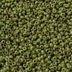 (RR4515) Opaque Chartreuse Picasso MIYUKI Round Rocailles Beads, Japanese Seed Beads, (RR4515) Opaque Chartreuse Picasso, 15/0, 1.5mm, Hole: 0.7mm, about 5555pcs/bottle, 10g/bottle