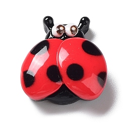 Red Opaque Resin Cute Insect Cabochons, with Enamel, Ladybug, Red, 19x17.5x8mm